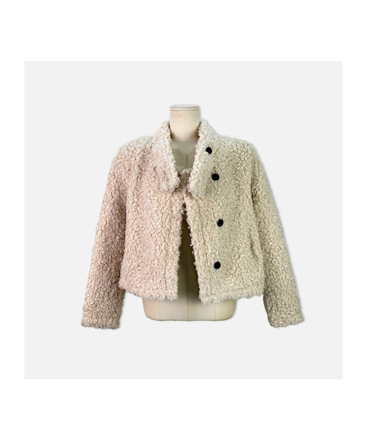 ムードハイネックボタンムートンジャケット