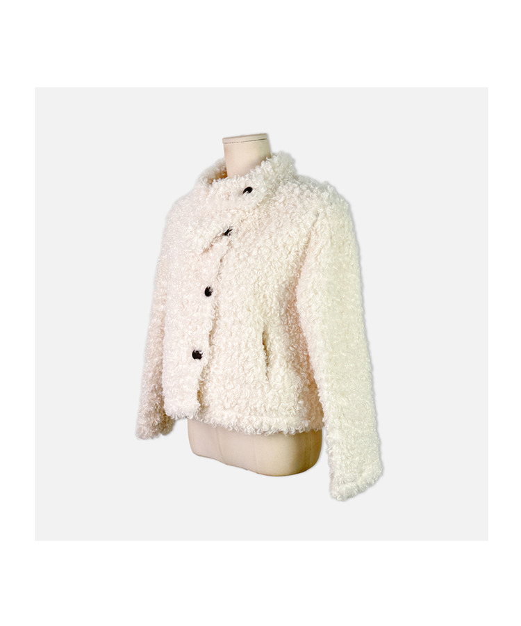 ムードハイネックボタンムートンジャケット