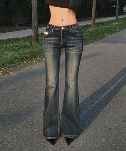 ローライズY2Kブーツカットデニムパンツ DEEP DENIM