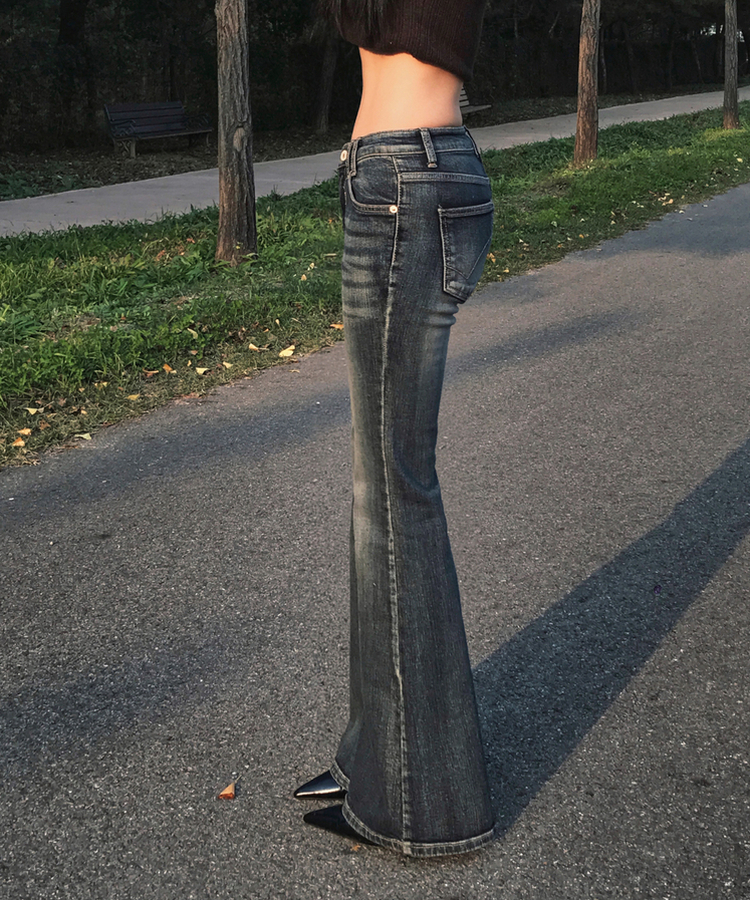 ローライズY2Kブーツカットデニムパンツ DEEP DENIM