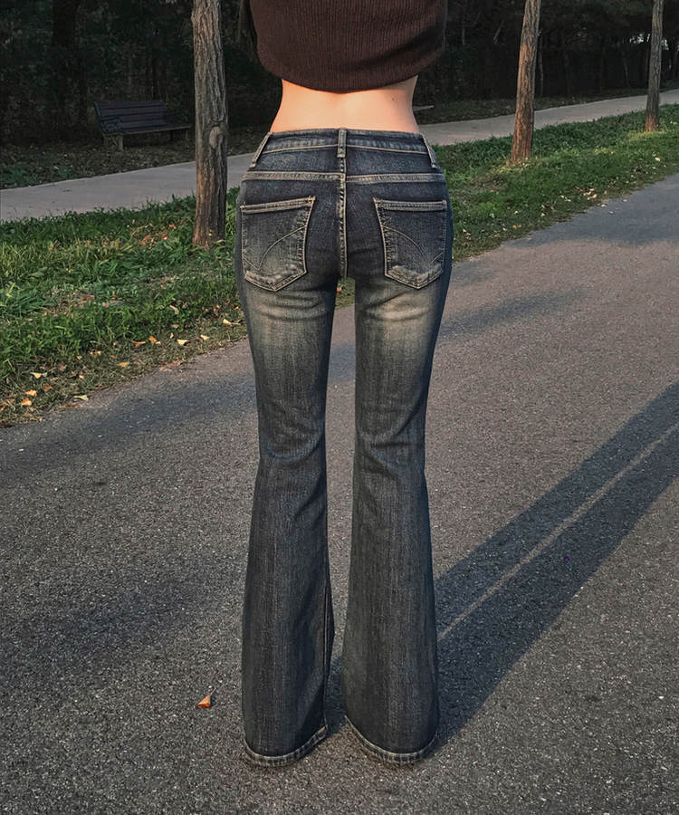 ローライズY2Kブーツカットデニムパンツ DEEP DENIM