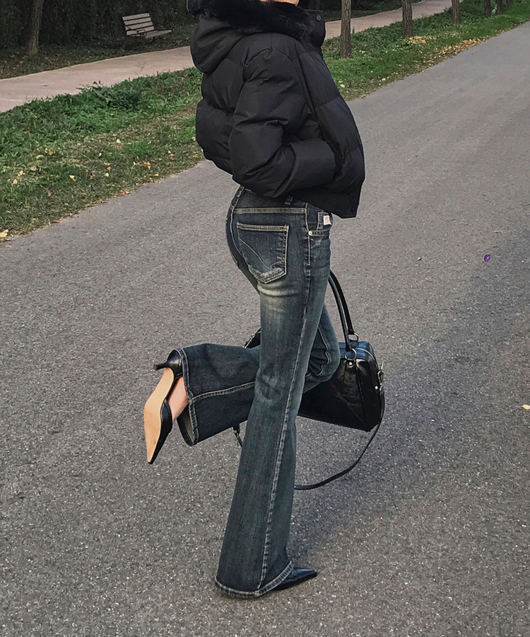 ローライズY2Kブーツカットデニムパンツ DEEP DENIM