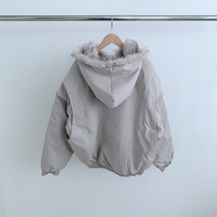 ファーフードダウンジャンパー