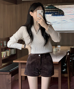 コーデュロイショートパンツ BROWN