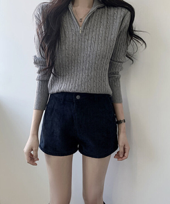 コーデュロイショートパンツ BLACK