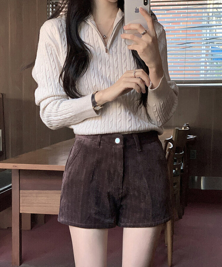 コーデュロイショートパンツ BROWN
