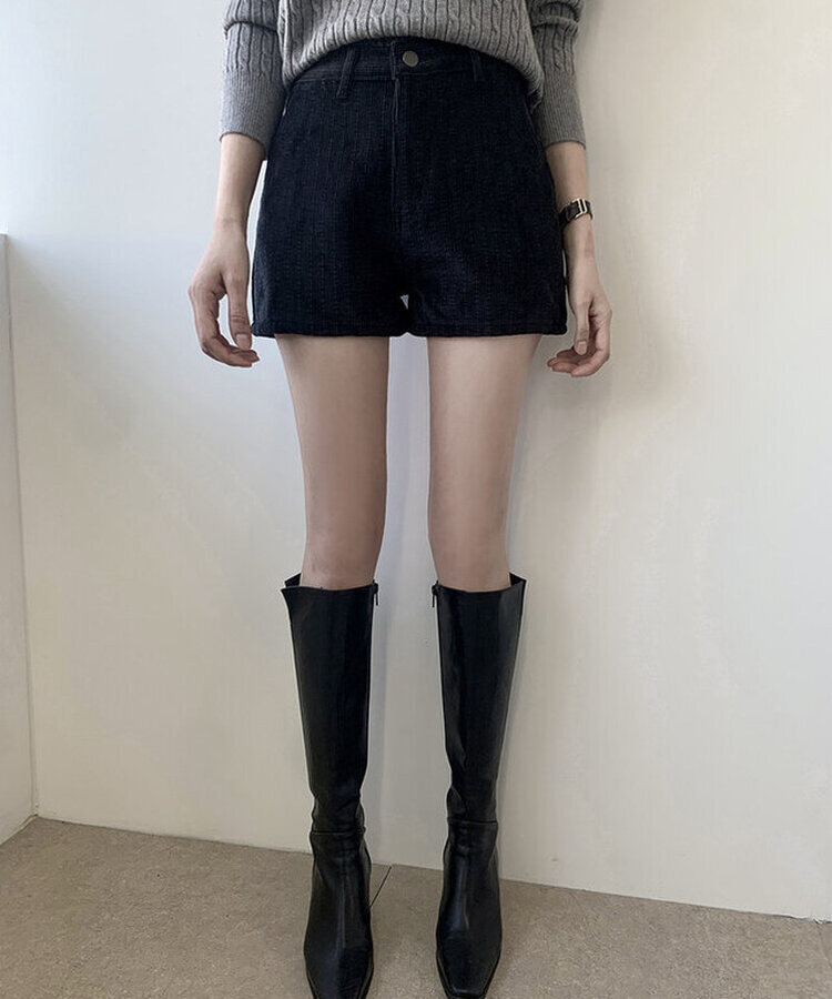 コーデュロイショートパンツ BLACK