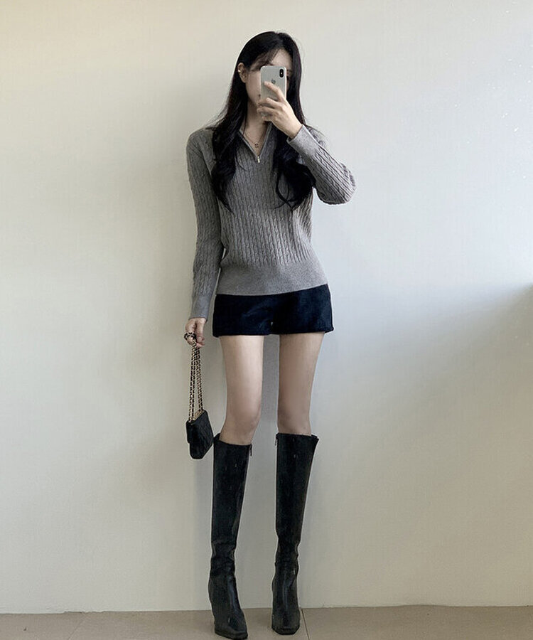 コーデュロイショートパンツ BLACK