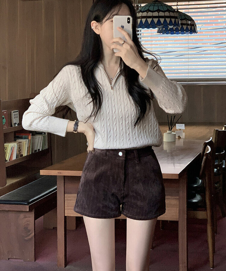 コーデュロイショートパンツ BROWN