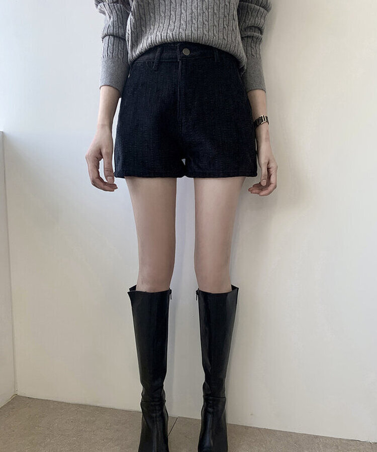 コーデュロイショートパンツ BLACK