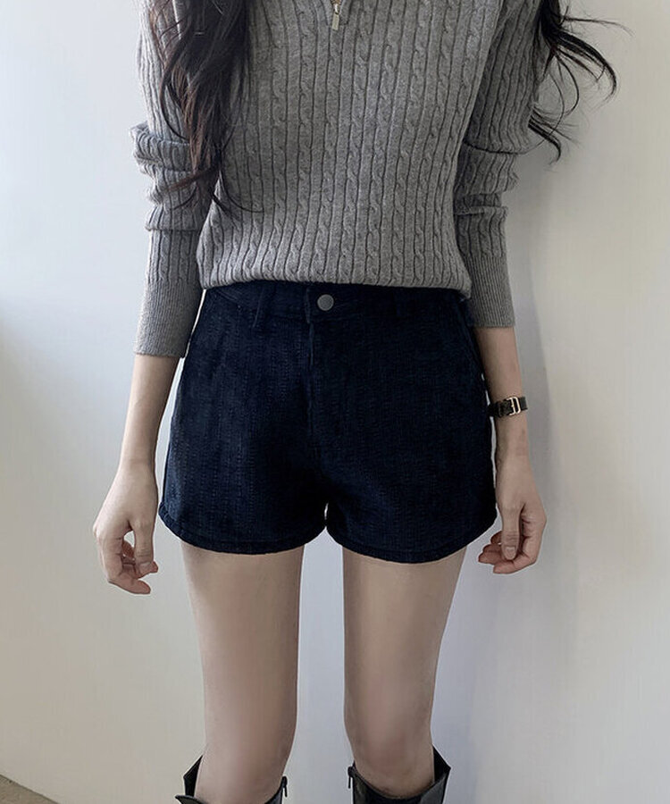 コーデュロイショートパンツ BLACK