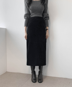 Hラインロングスカート BLACK