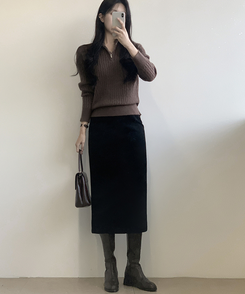 Hラインロングスカート BLACK