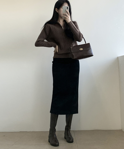 Hラインロングスカート BLACK