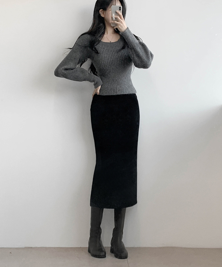 Hラインロングスカート BLACK