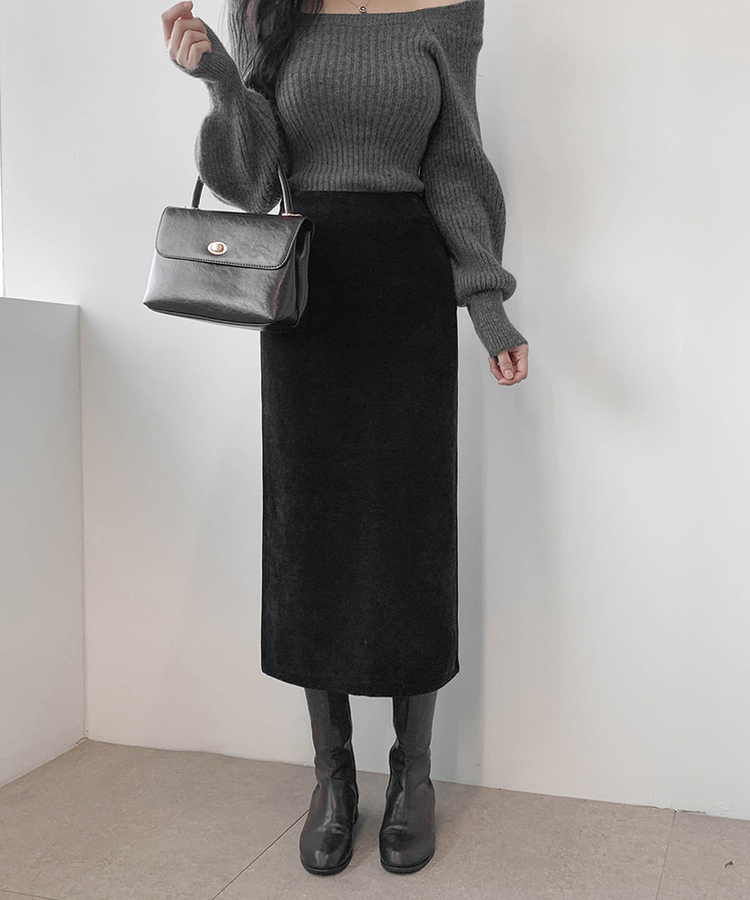 Hラインロングスカート BLACK