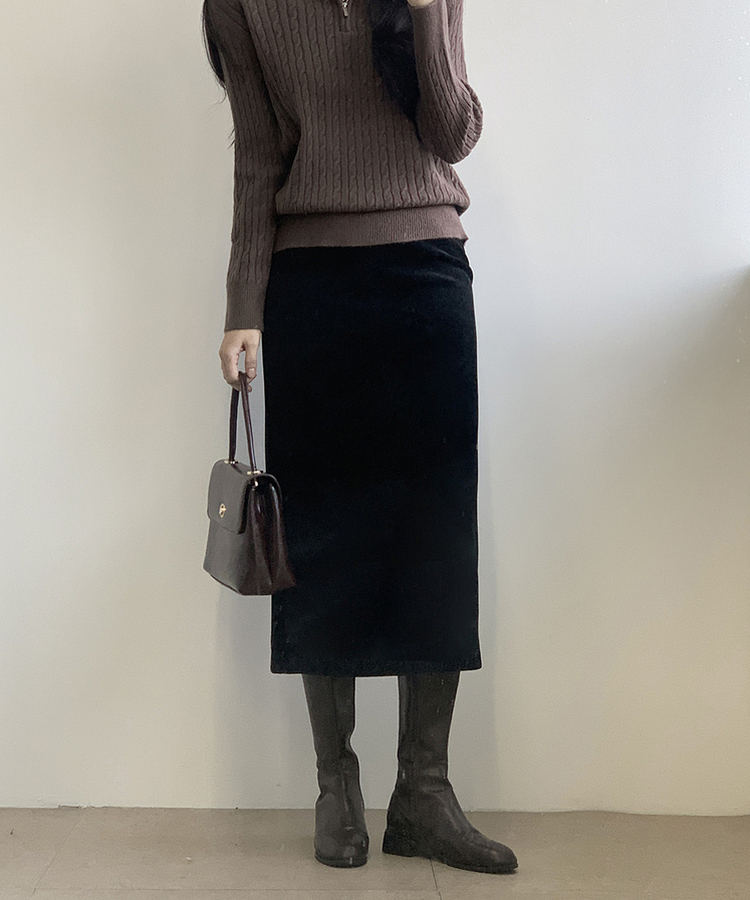 Hラインロングスカート BLACK