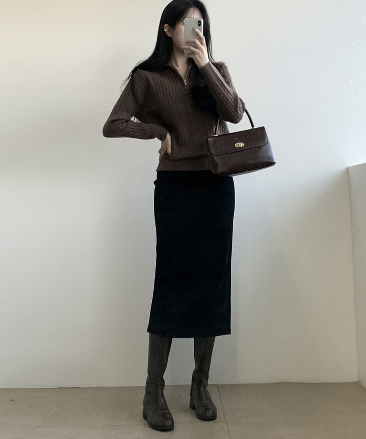 Hラインロングスカート BLACK