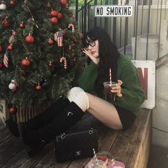 ケーブルウールワッフルニット GREEN