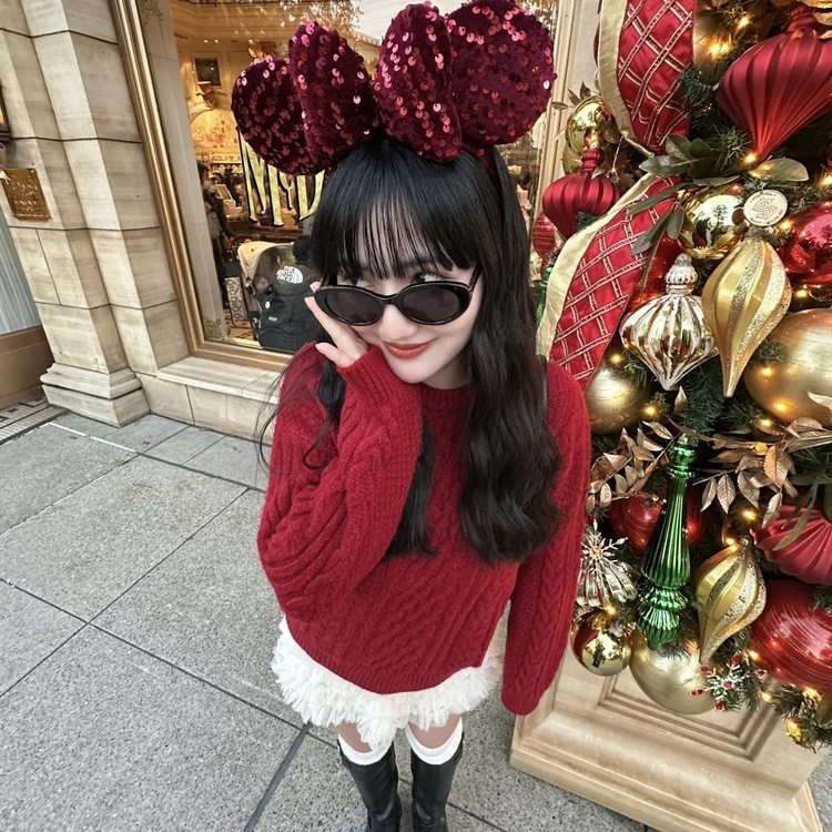 ケーブルウールワッフルニット RED