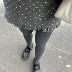 ドット柄Hラインウールミニスカート CHARCOAL