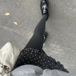 ドット柄Hラインウールミニスカート CHARCOAL