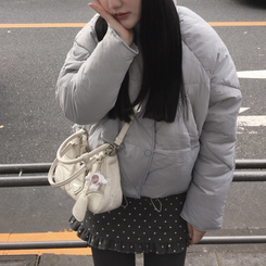 ドット柄Hラインウールミニスカート CHARCOAL