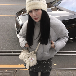 ドット柄Hラインウールミニスカート CHARCOAL