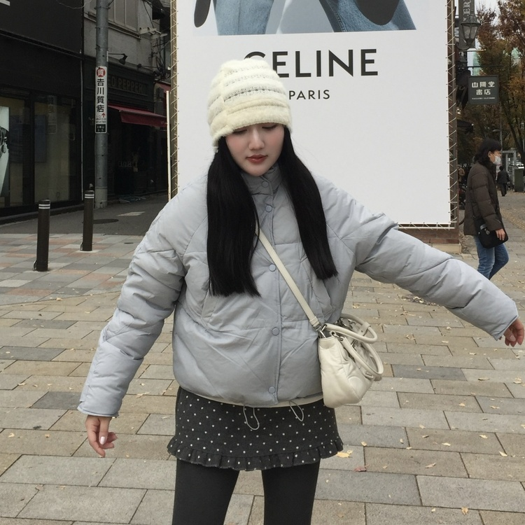 ドット柄Hラインウールミニスカート CHARCOAL