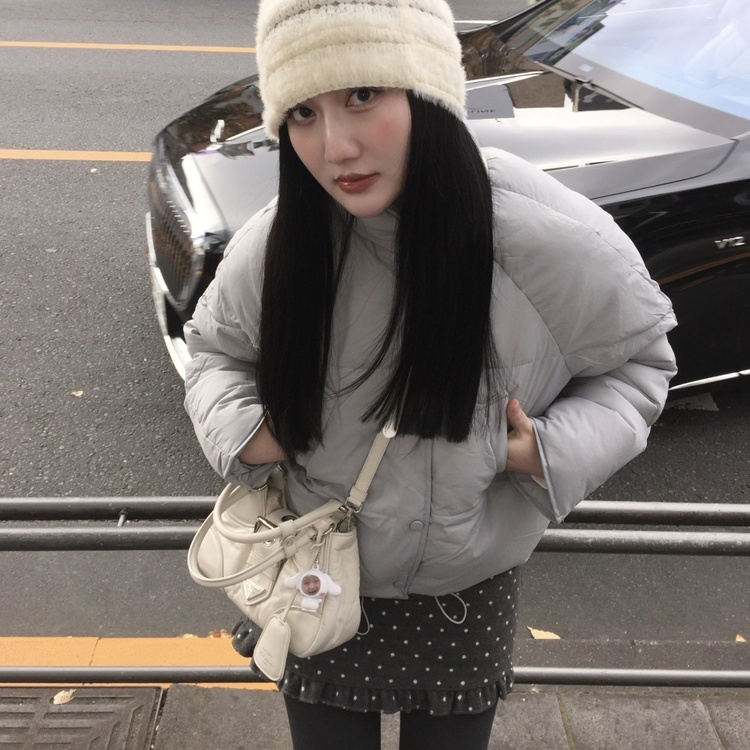 ドット柄Hラインウールミニスカート CHARCOAL