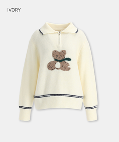 テディベアハーフジップアップ IVORY