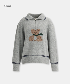 テディベアハーフジップアップ GRAY