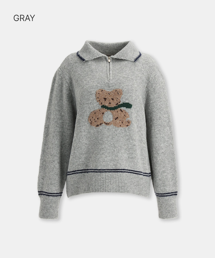 テディベアハーフジップアップ GRAY