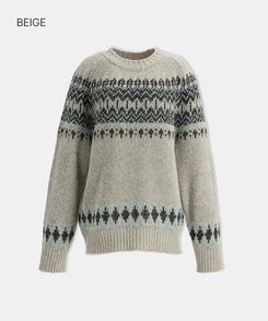 ノルディックラウンドニット BEIGE