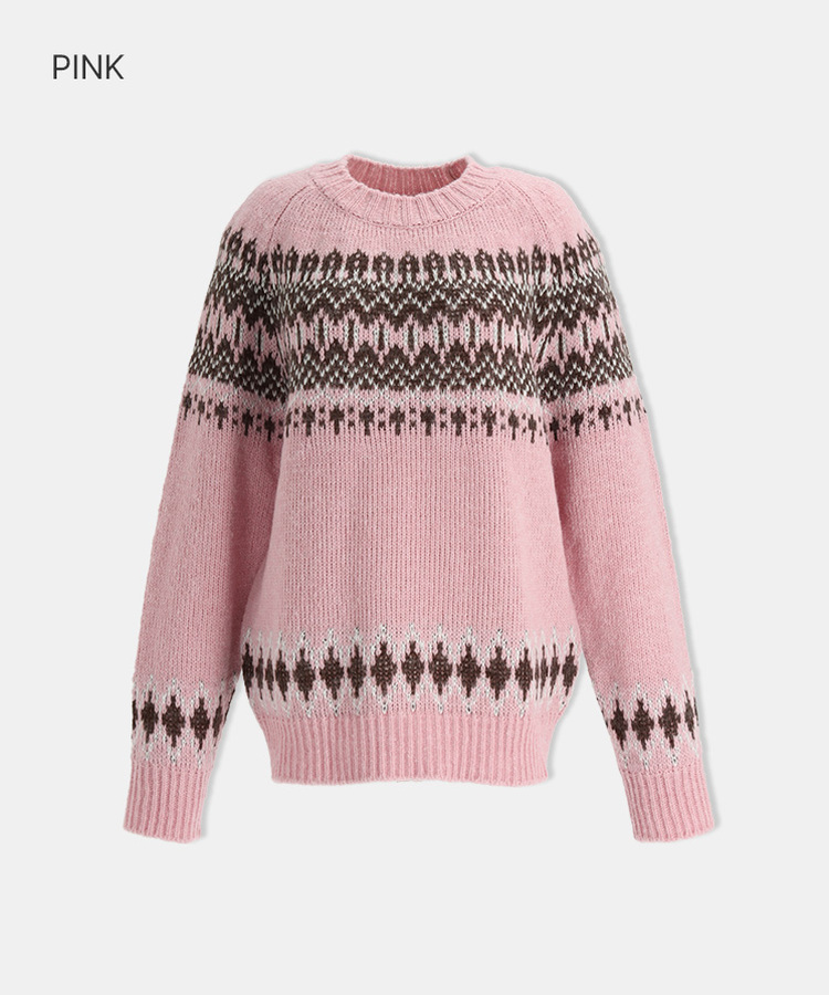 ノルディックラウンドニット PINK