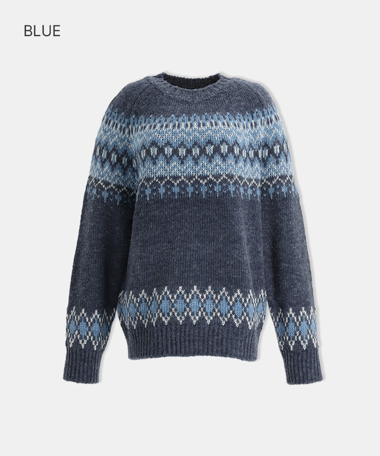ノルディックラウンドニット BLUE