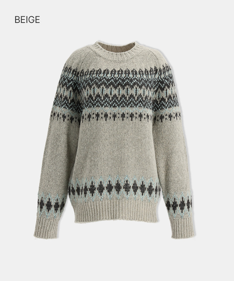ノルディックラウンドニット BEIGE