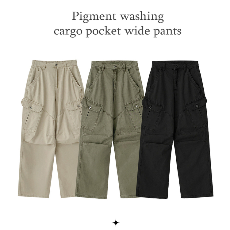 ピグメントウォッシングカーゴポケットワイドパンツ