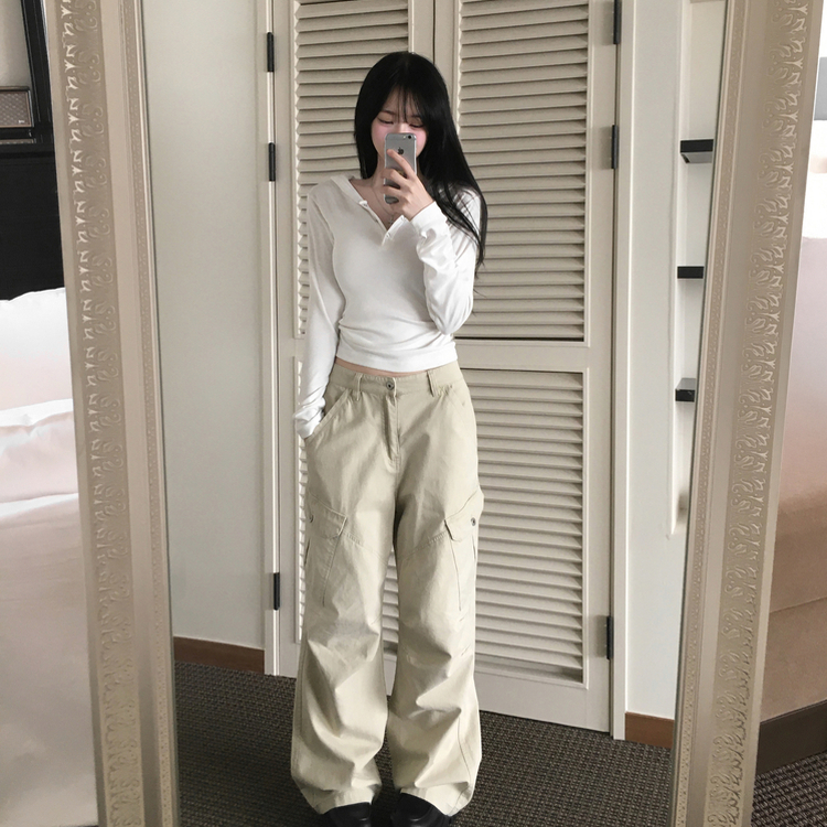 ピグメントウォッシングカーゴポケットワイドパンツ BEIGE