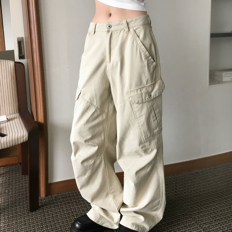 ピグメントウォッシングカーゴポケットワイドパンツ BEIGE