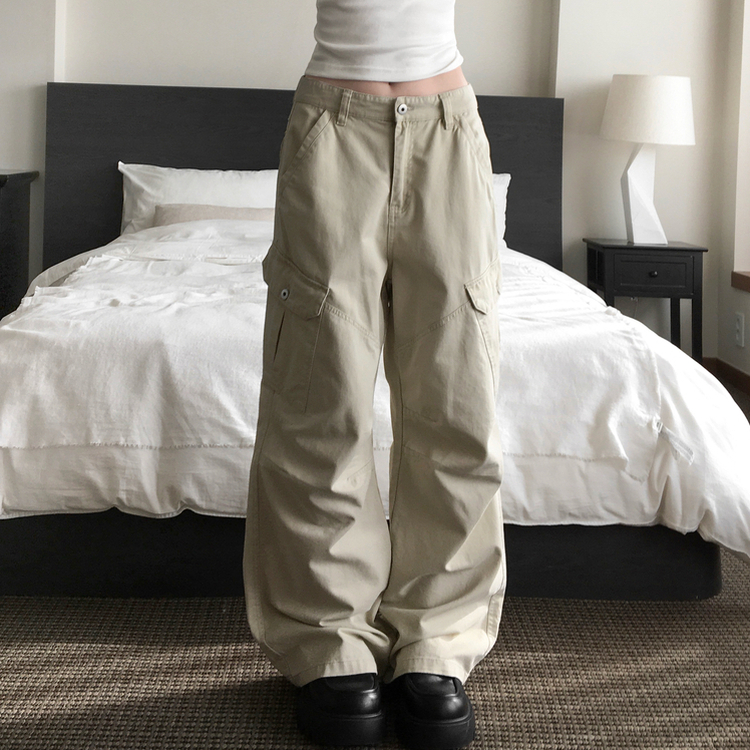 ピグメントウォッシングカーゴポケットワイドパンツ BEIGE