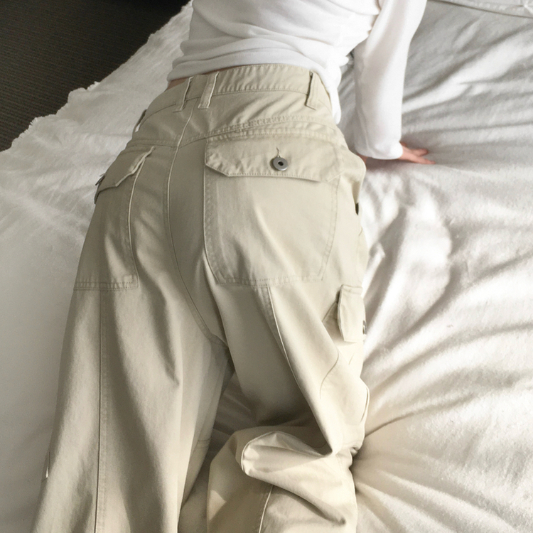 ピグメントウォッシングカーゴポケットワイドパンツ BEIGE