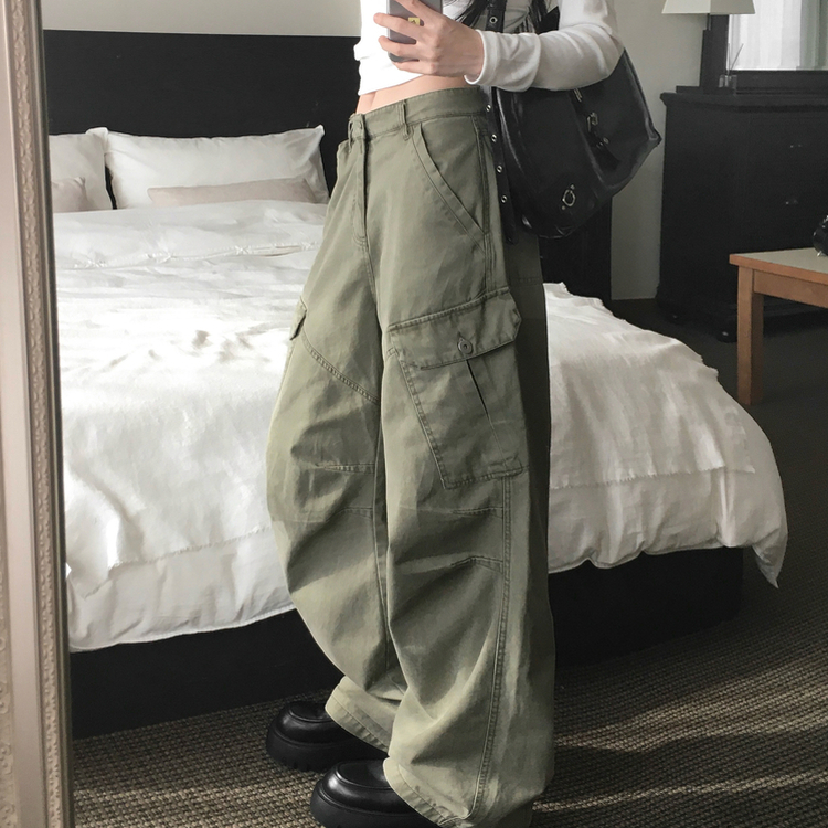 ピグメントウォッシングカーゴポケットワイドパンツ KHAKI