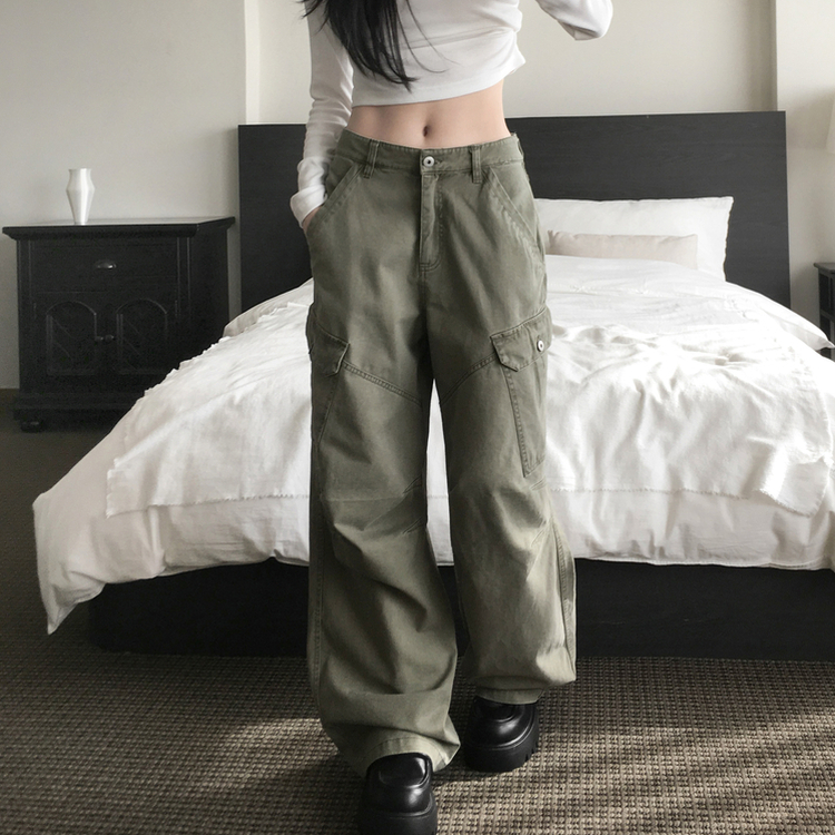 ピグメントウォッシングカーゴポケットワイドパンツ KHAKI