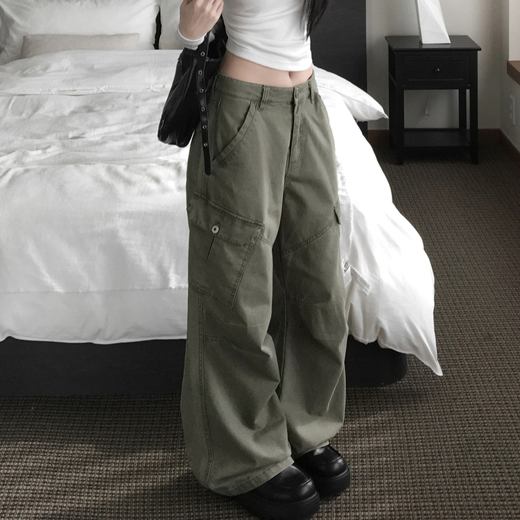 ピグメントウォッシングカーゴポケットワイドパンツ KHAKI