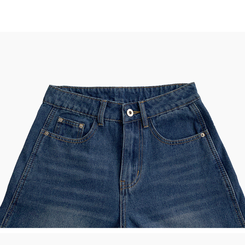 【丈別】ウォッシングハイウエストデニムパンツ