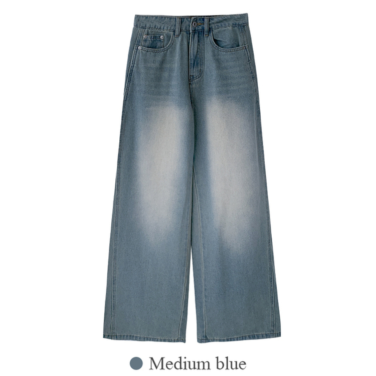 【丈別】ウォッシングハイウエストデニムパンツ