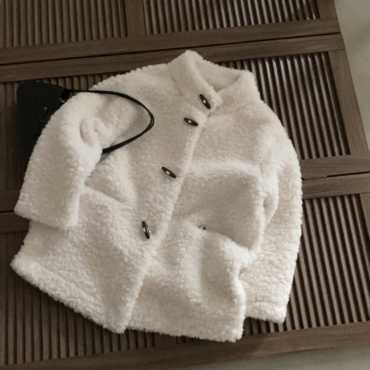 포베 뽀글퍼 떡볶이 덤블 하프 코트 자켓