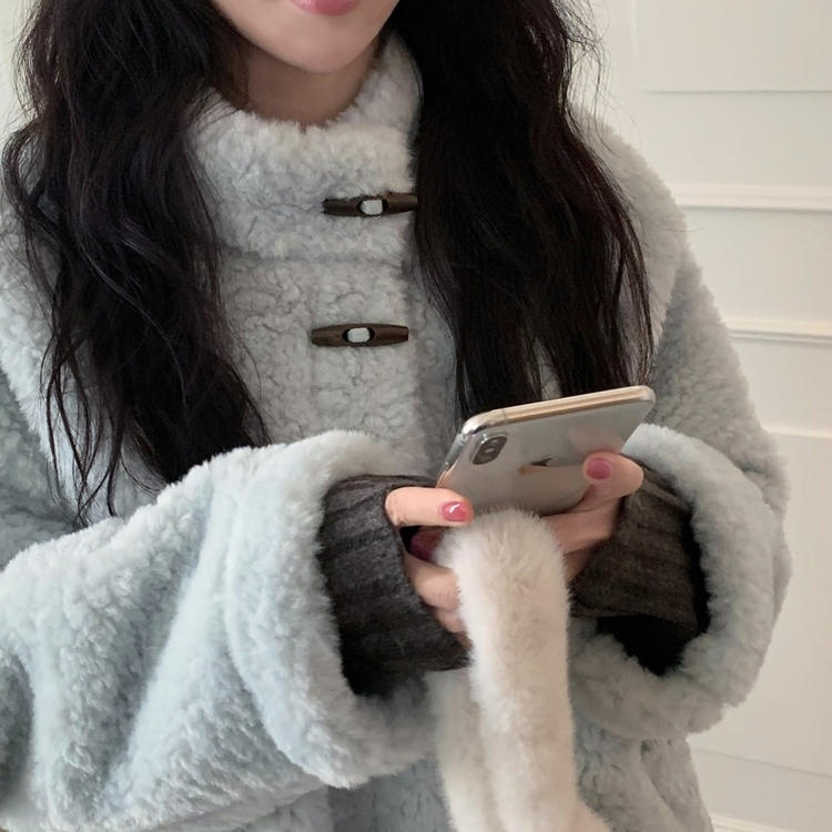 포베 뽀글퍼 떡볶이 덤블 하프 코트 자켓