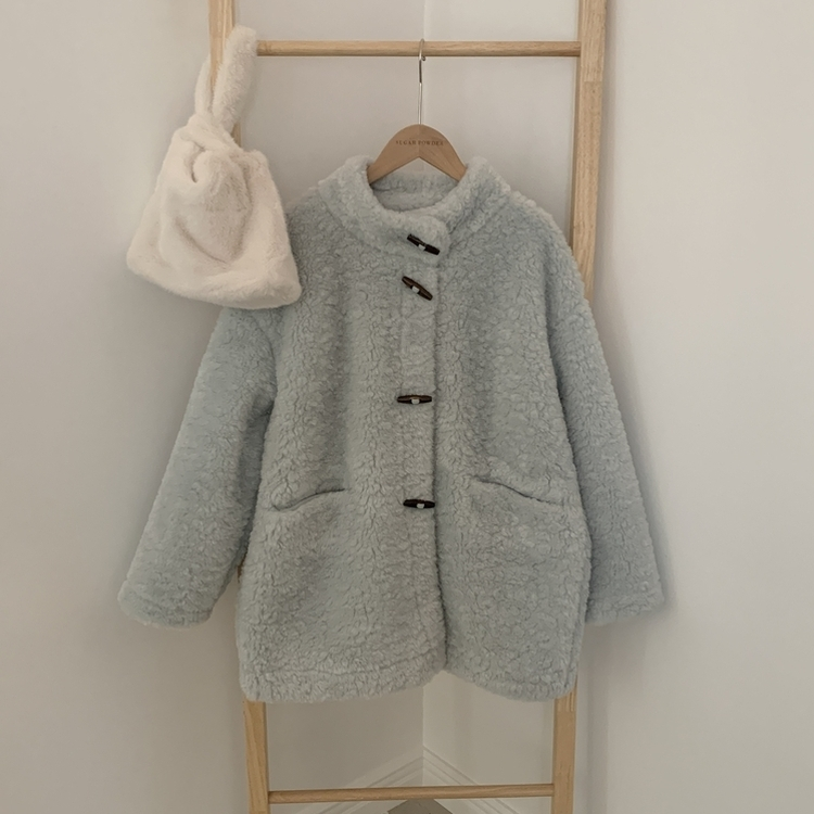 포베 뽀글퍼 떡볶이 덤블 하프 코트 자켓